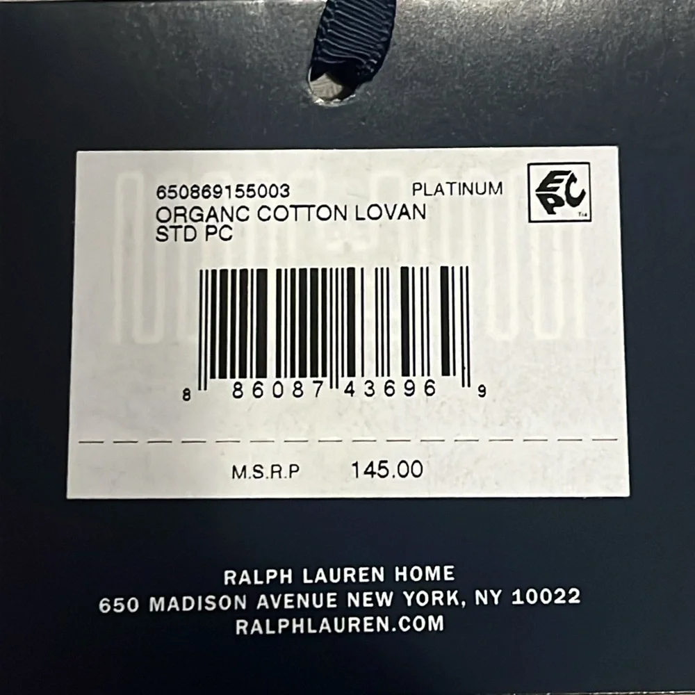 Ralph Lauren Lovan Jacquard Organic Cotton Platinum 2 Standard size Pillowcases